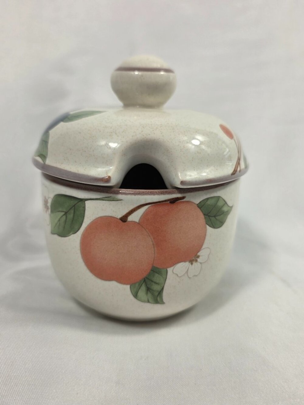 Mikasa Fruit Panorama Jam Jar & Lid DC014 Ivory with Colorful Fruit & Flowers